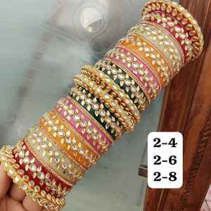 Combo de brazaletes Kundan de calidad premium para mujer, perfecto para bodas, ocasiones festivas, brazaletes tradicionales indios coloridos - Product Image 1