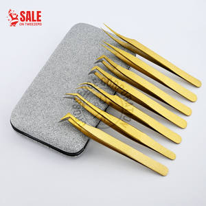 Pinzas para Extensión de Pestañas con Punta de Fibra y Logotipo Personalizado, Pinzas Finas para Aplicación de Pestañas Rusas con Volumen X Boot, Herramienta con Agarre de Diamante Antideslizante - Product Image 1