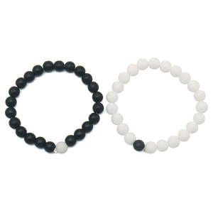 กำไลข้อมือคริสตัลบำบัดหยินหยาง สีดำและสีขาว สง่างามและเป็นสัญลักษณ์ - Product Image 2