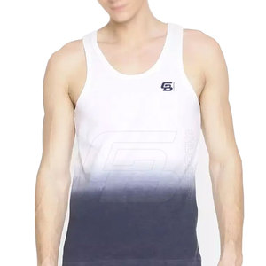 Haute qualité hommes sans manches Muscle Fit Gym débardeur personnalisé Polyester vêtements de sport Singlet respirant décontracté entraînement tricoté - Product Image 1