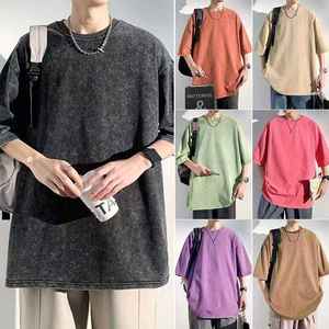 T-shirt vintage 100% coton délavé à l'acide unisexe avec logo personnalisé T-shirt vintage long et respirant en polyester/coton - Product Image 4