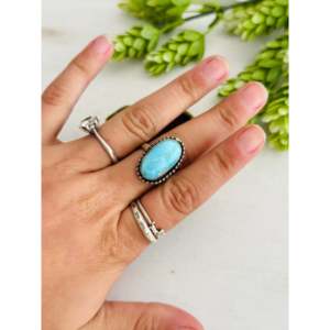 Anillo Ajustable Eli Skeets de Plata de Ley Chapada en Oro Rosa con Turquesa Blue Ridge y Engaste Invisible, Ideal para Regalo - Product Image 2