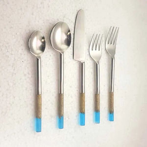 Stainless Steel Flatware Set With Wooden and Acrylic Handle Perfect for Home Dining Events and Special Occasions - Product Image 2