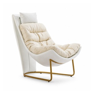 Fauteuil d'appoint semi-circulaire moderne, canapé de loisirs rembourré, coussin en mousse, pieds en métal pour salon, mobilier de maison - Product Image 1