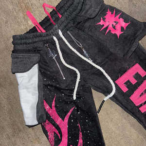 Ensemble de survêtement unisexe personnalisé streetwear grande taille : sweats à capuche et pantalons évasés superposés, vente en gros, ensemble deux pièces, pantalon 3D, pour homme - Product Image 5