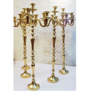 Vintage New Arrival Hot Sale Metal Aluminum <b>Candelabra</b> 5 Arm Candle Holder Gold Finished Customized Size Wedding Table Decorate - Product Image 2