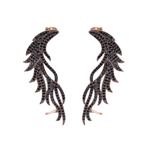 Aile d'Angle Noir CZ Oreille manchette Turque Vente en Gros Artisanale Bijoux en Argent Sterling 925 - Product Image 1