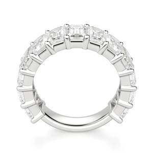 <b>Emerald</b> Cut Moissanite Semi-Eternity Wedding <b>Band</b> Anniversary Birthday Gift <b>Ring</b> Engagement <b>Ring</b> Gold Plated Sterling Silver - Product Image 1