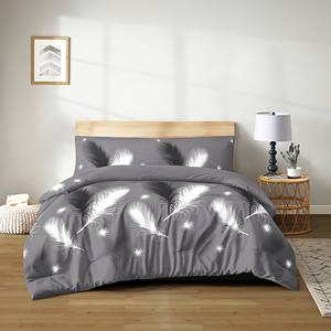 Juego de Funda Nórdica de 3 Piezas 100% Algodón con Estampado de Plantas para Uso Doméstico, con Sábana Ajustable y Funda de Almohada, Lavable - Product Image 1