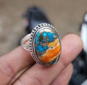 Anillo de Plata de Ley 925 con Turquesa, Hecho a Mano, Estilo Boho, Joyería para Mujer, Regalo de Boda para Esposa, Chapado en Rodio, para Fiesta - Product Image 2