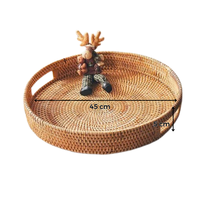 Plateau de rangement en rotin du Vietnam, écologique, pliable, à un seul niveau, pour bureau ou salon, couleur naturelle, classique, multifonctionnel, vaisselle