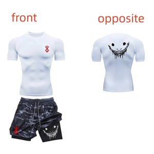 Combinaison de compression pour homme Sports Fitness Combinaison à séchage rapide Short moulant à manches courtes Summer Rush Guard - Product Image 2