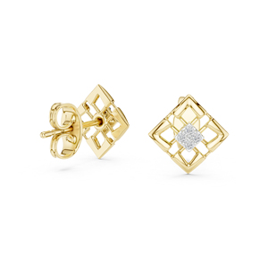 Boucles d'oreilles clous en or jaune 14 carats avec diamants de laboratoire ronds pour femmes |   Vêtements de tous les jours |   Nouveau diamant cultivé - Product Image 2