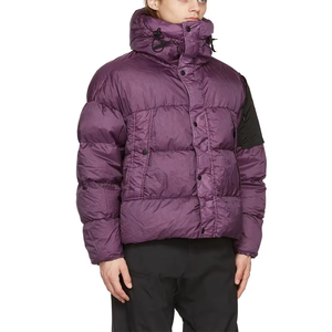 Veste d'hiver épaisse en duvet violet de haute qualité personnalisée avec fermeture éclair et boutons, veste courte pour homme à capuche 2026 - Product Image 2