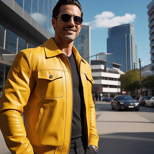 เสื้อแจ็กเก็ตหนังผู้ชายสีทึบคอตั้งกระเป๋ามอเตอร์ไซด์เสื้อแจ็กเก็ตหนังแฟชั่นสไตล์สตรีท - Product Image 5