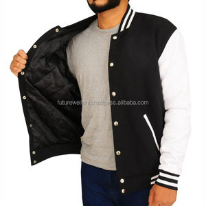 Chaquetas con letras de béisbol de chenilla bordadas de lana con logotipo personalizado para hombre, chaqueta universitaria de manga de cuero en blanco Vintage para hombre - Product Image 3