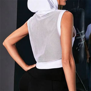 High Quality Custom Crop Top Summer Workout Cotton Cropped Logo Solid Color Blank Sleeveless <b>Hoodie</b> Women 2026 - Product Image 5