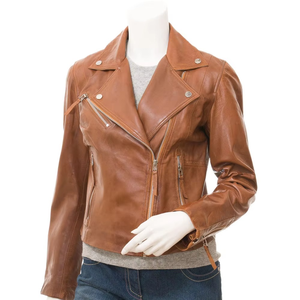 แจ็คเก็ตหนังแท้สไตล์ใหม่สำหรับผู้หญิง ระบายอากาศได้ดีและทันสมัย มีจำหน่ายในราคาขายส่ง - Product Image 1