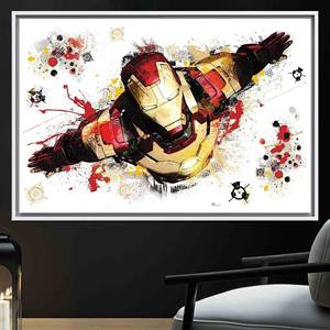 Impression sur toile en verre trempé Marvel Iron Man - Art pour chambre d'enfant, toile encadrée blanche - Product Image 1