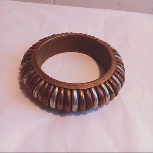 กำไลข้อมือทองเหลืองดิบ69มม., กำไลข้อมือฝัง, กำไลข้อมือช่องว่างเปล่า, สร้อยข้อมือทำด้วยมือกว้าง, ทองเหลืองดิบ - Product Image 1