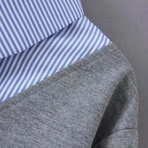 เสื้อสเวตเตอร์ลำลองไซส์ใหญ่สำหรับผู้หญิงเสื้อมีฮู้ดลายทางทรงหลวมผ้าเจอร์ซีย์ระบายอากาศได้สองชิ้นสำหรับฤดูใบไม้ผลิ - Product Image 3