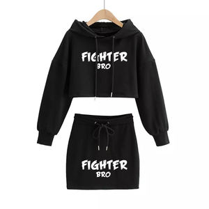 Conjunto de ropa de mujer Color sólido Cremallera Cropped Bodycon Sudaderas con capucha y pantalones cortos Conjuntos de 2 piezas para chándales de mujer - Product Image 5