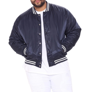 Vente en gros Logo personnalisé/étiquette 100% polyester marron bordeaux satin Varsity Letterman satin blouson bombardier pour homme - Product Image 4