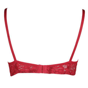 บราแฟนซีลายดอกกุหลาบสำหรับผู้หญิง - สีแดงเลือดหมู - Product Image 2