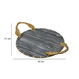 Nueva bandeja para servir de piedra de ágata con asa, forma redonda impermeable pulida para uso doméstico y hotelero - Product Image 3