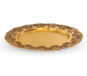 Plateau de service en laiton pur 100% plateau de nourriture rond robuste pour hôtel restaurant maison disponible au meilleur prix - Product Image 4