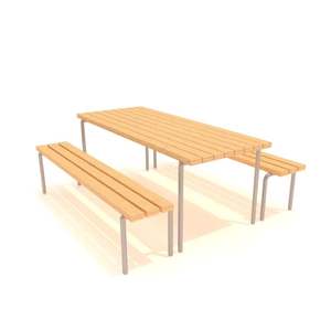 Mesa de Picnic Exterior Independiente de Aluminio con Bancos de 145 cm - Product Image 1