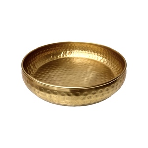 Christmas and Diwali Home Decoration Gold Bowl Shape Large Iron Candlestick <b>Holder</b> with <b>Hammered</b> Design Handmade Wedding - Product Image 1