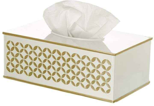 Nouvelle boîte à mouchoirs antique en os incrusté, motif floral noir - Product Image 5