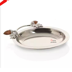 Nouveau plateau de service en aluminium au design feuille pour la décoration de fête d'hôtel à la maison - Product Image 2
