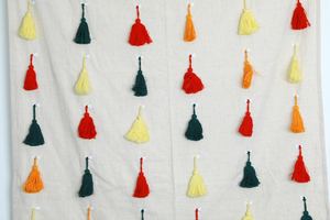 Manta de lino Chambray Bliss de alta calidad, borlas coloridas, decoración de sofá de tacto suave, manta de viaje tejida de tamaño personalizado para Home Hotel - Product Image 3