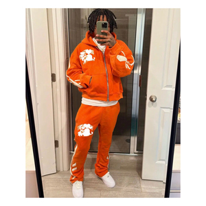 Conception d'impression DTF personnalisée Ensemble de survêtements évasés Sweats à capuche respirants et pantalons pour le jogging d'hiver Options de grande taille - Product Image 5