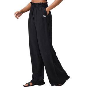 Pantalones Anchos Negros con Cordón para Mujer, Corte Holgado, Casuales, Ligeros, Estilo Moderno - Product Image 1