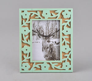 Unique Laser Cut Floral Design <b>Photo</b> <b>Frame</b> Mint Green Resin Overlay On Natural Wood Desktop Display For Bohemian Home Decor - Product Image 5