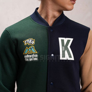 Chaqueta de Invierno Ligera y Ecológica Personalizada para Hombre, Estilo Letterman, con Cuello Alto de Lona, Logotipo Frontal, Forro Polar Cálido y Transpirable - Product Image 5
