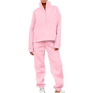 Survêtement surdimensionné décontracté pour femmes 2 pièces survêtement à épaules tombantes avec manches longues tenues de jogging - Product Image 1