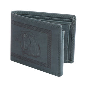 Portefeuille à deux volets pour hommes de qualité supérieure en cuir véritable avec conception de cow-boy de sculpture de cheval occidental pour cadeau de Noël - Product Image 1