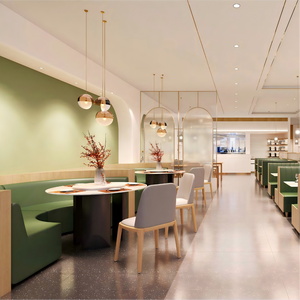 أثاث مشروع مطعم تجاري للمقاهي والحانات، طاولات وكراسي، ومقاعد كنبات جلدية لمطاعم الهامبرغر - Product Image 2