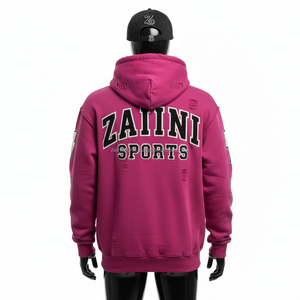 400 GSM Heavy Fleece Zipper Hoodie Doux Brossé Coton Tissu Personnalisé Broderie Logo Magenta Couleur Zip basics Hoodie - Product Image 4