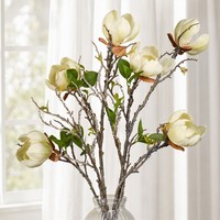 Branche de fleur artificielle de magnolia tactile, texture bois éclose, pour décoration de mariage, maison et événements