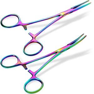 สายรุ้งหลายสี 5.5 นิ้ว Hemostat คีมโค้งและตรง Hemostat คีมเจาะคีมสแตนเลส - Product Image 1