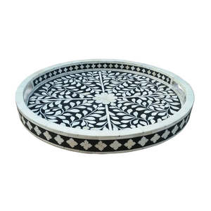 Meilleure arrivage2024 plateau de service en incrustation d'os motif floral plateau de service au design chaud du fabricant indien STAR CRAFT INDIA - Product Image 4