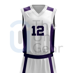 Tenue de basket-ball sur mesure, dernière conception, respirante, à séchage rapide, anti-humidité, 100% polyester, ensembles sans manches - Product Image 3