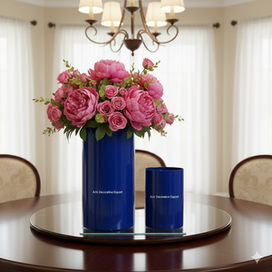 Modern Minimalist Matte <b>Grey</b> Metal Tabletop <b>Vase</b> Bulk <b>Tall</b> & Short Cylinder <b>Vases</b> for Floral Arrangements - Product Image 4