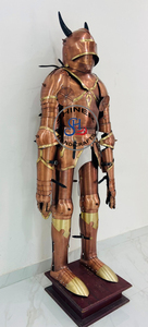 Costume d'armure gothique de chevalier médiéval ~ costume d'armure en cuivre Antique ~ costume d'armure complète du 15ème siècle ~ costume de casque en corne de croisé - Product Image 4