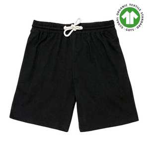 Pantalones cortos deportivos de algodón orgánico para mujer-Negro, Jersey de 5,4 oz, entrepierna de 6 pulgadas, suave, transpirable, con cintura elástica - Product Image 1